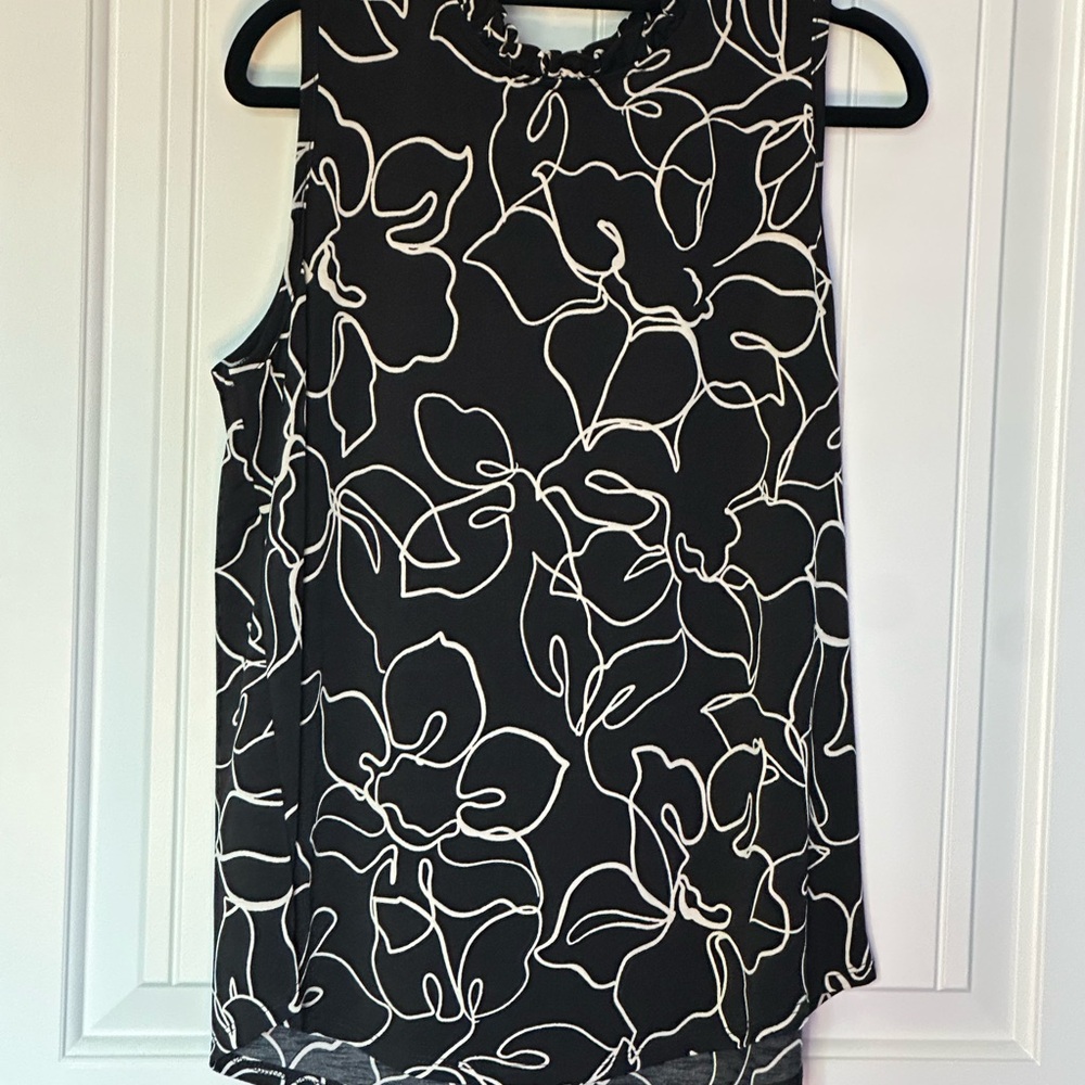 Chic Black and White Floral Blouse